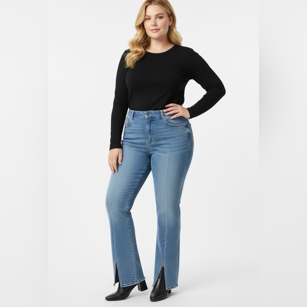 Good American Light Blue Flare Jeans